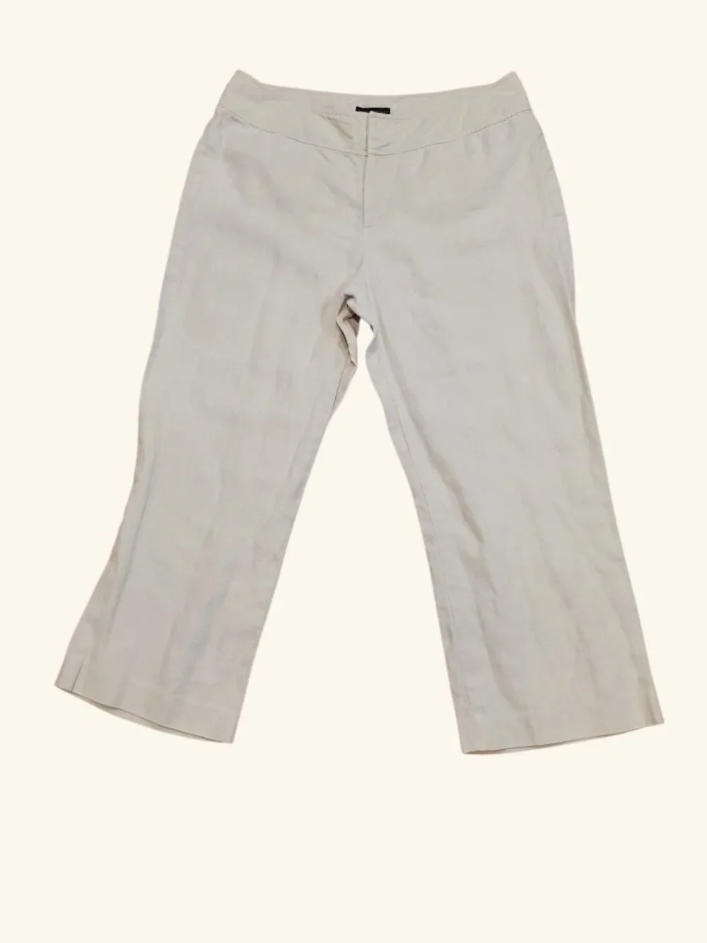 BANANA REPUBLIC Cropped 100% Linen Straight Relaxed Pants Size 14 l Light Beige